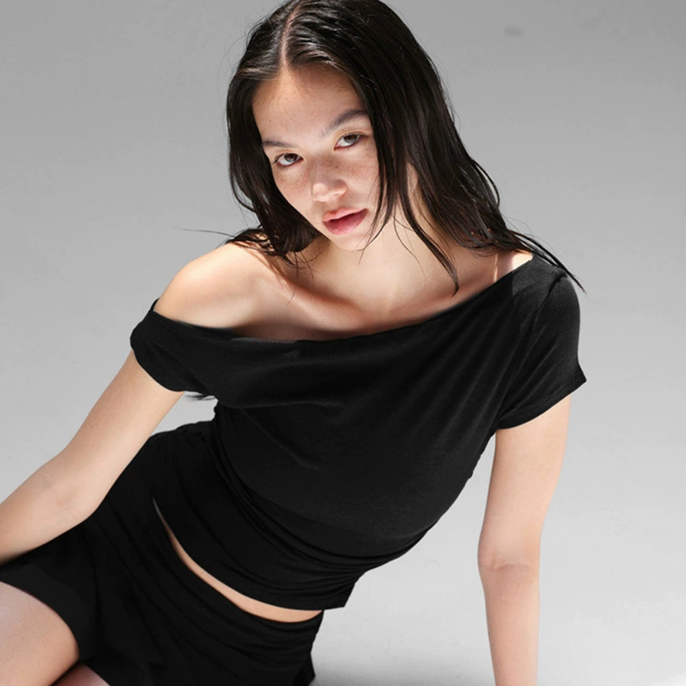 Zara Summer Solid Color Sleeveless Asymmetric One Shoulder Top